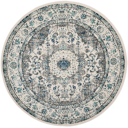 Safavieh Evoke Power Loomed Round Area Rug, Grey and Ivory - 6 ft.-7 in. x 6 ft.-7 in. EVK220D-7R